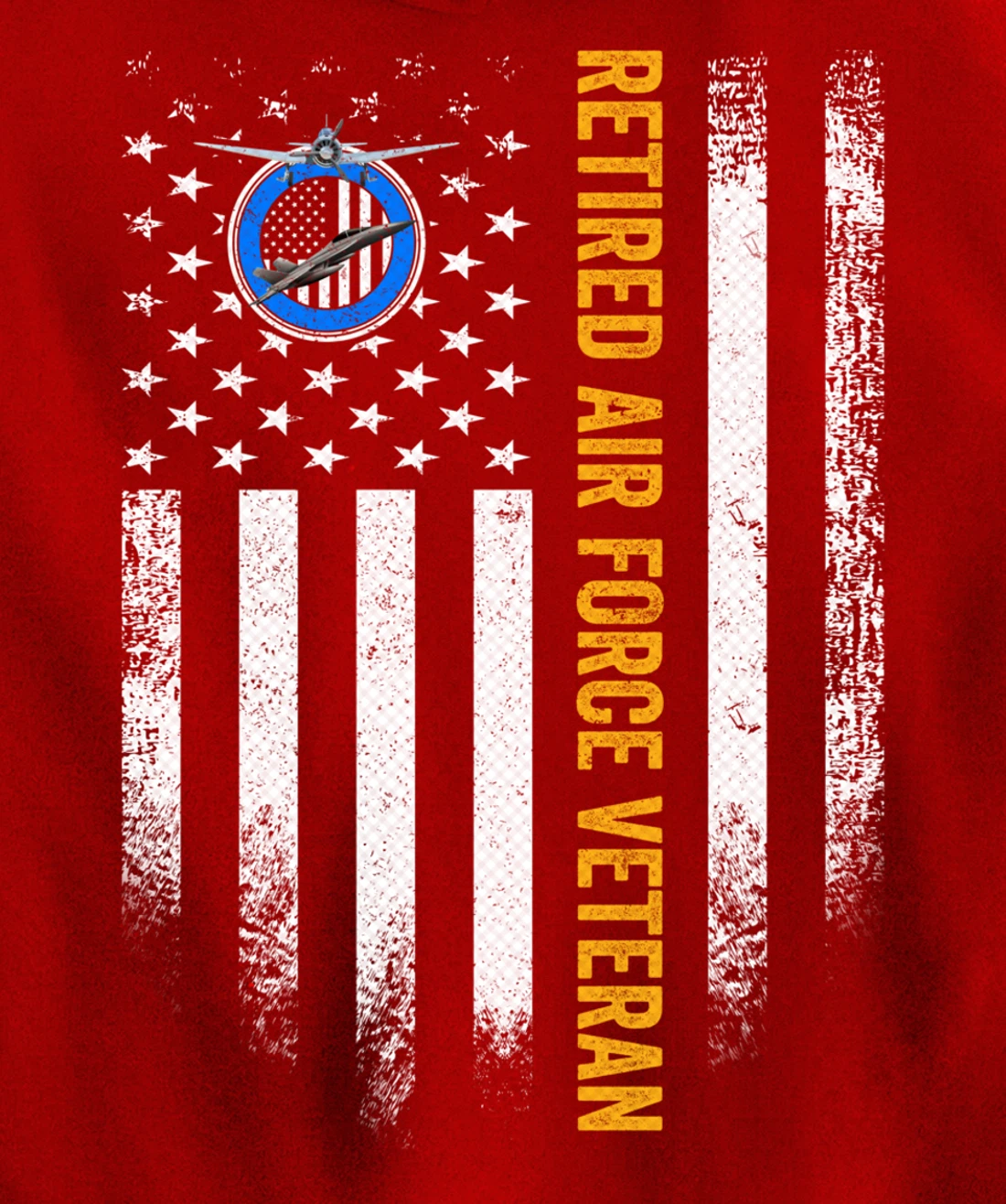 Vintage USA American Flag Retired US Air Force Veteran Funny Pullover Hoodie