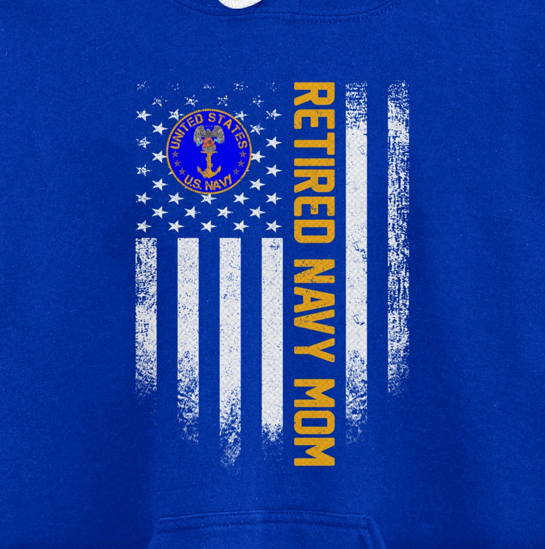 Vintage USA American Flag Retired US Navy Veteran Mom Funny Pullover Hoodie