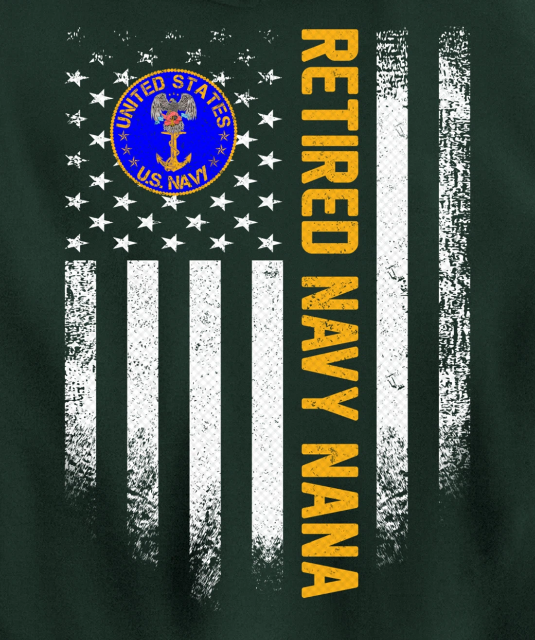 Vintage USA American Flag Retired US Navy Veteran Nana Funny Pullover Hoodie