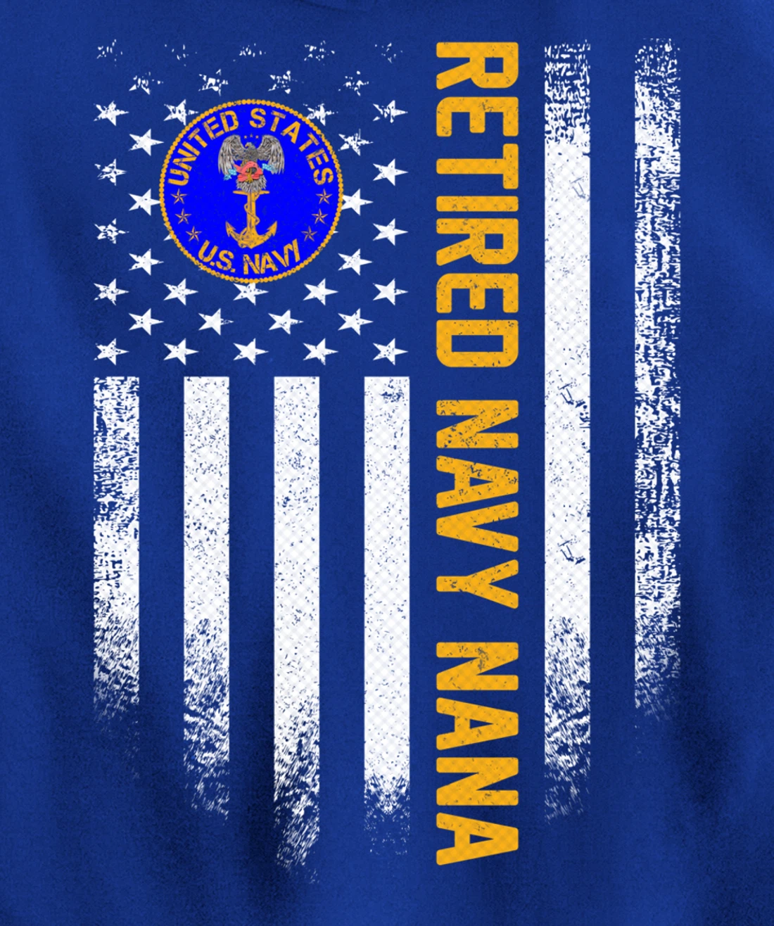 Vintage USA American Flag Retired US Navy Veteran Nana Funny Pullover Hoodie