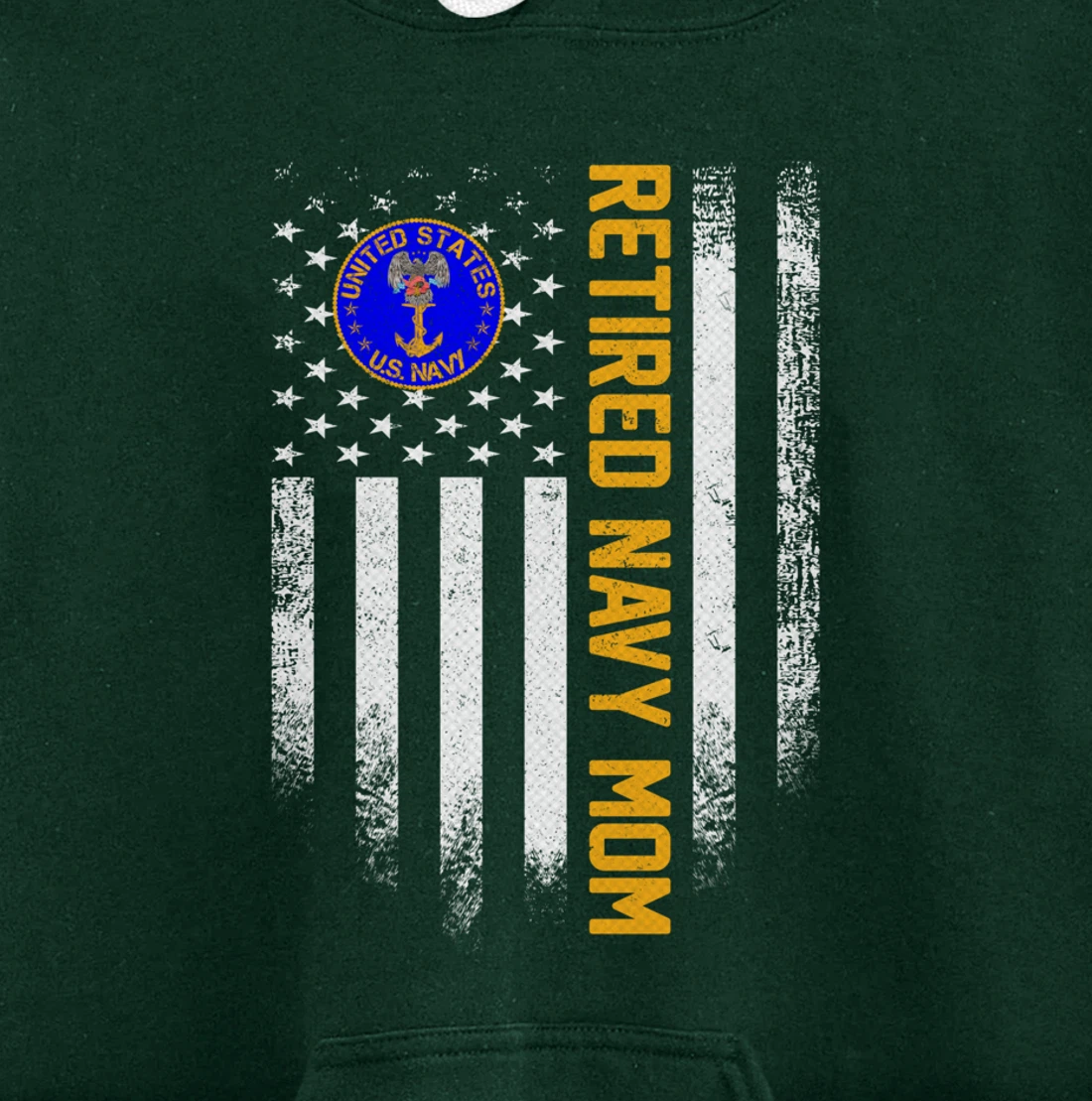 Vintage USA American Flag Retired US Navy Veteran Mom Funny Pullover Hoodie