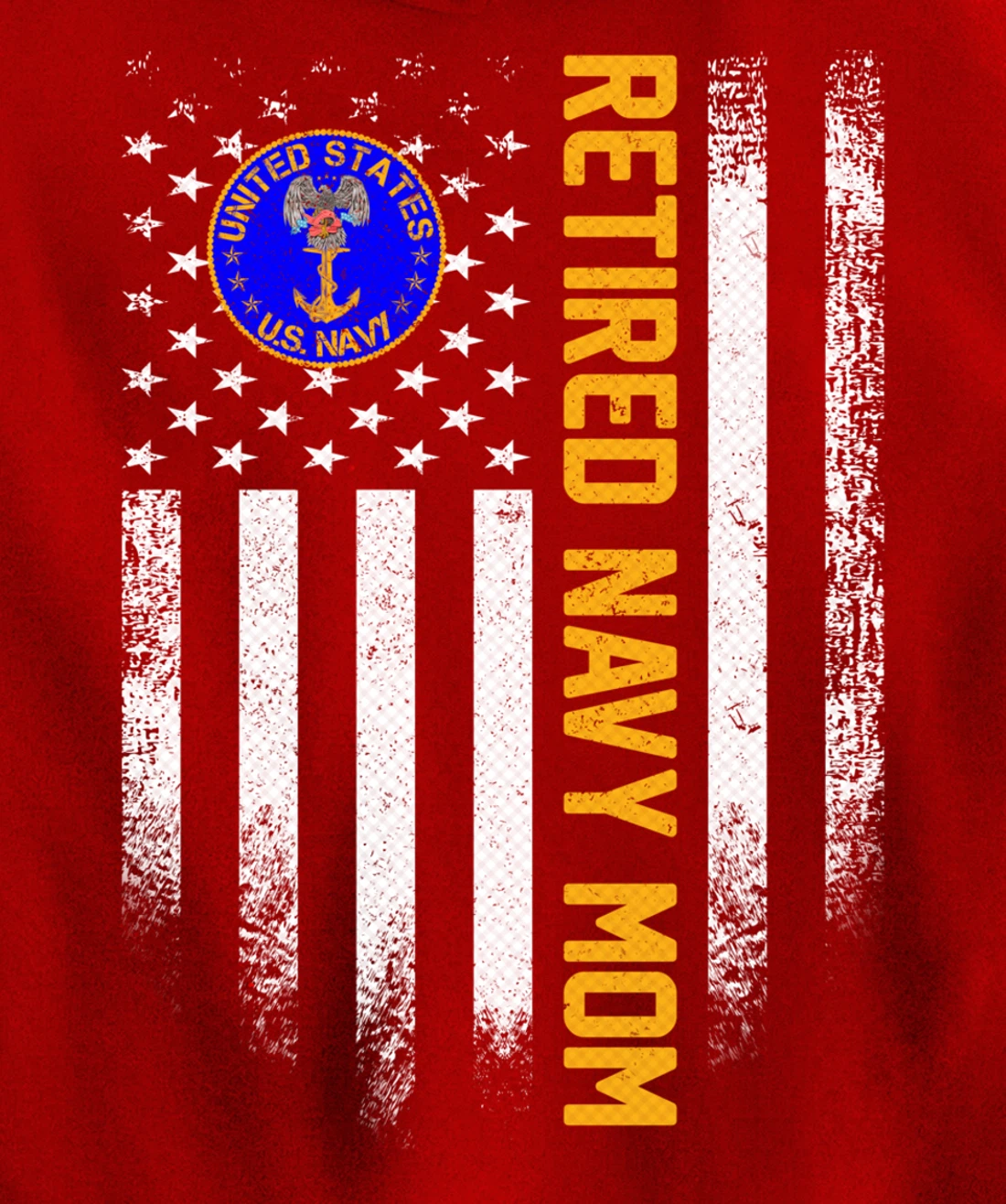 Vintage USA American Flag Retired US Navy Veteran Mom Funny Pullover Hoodie