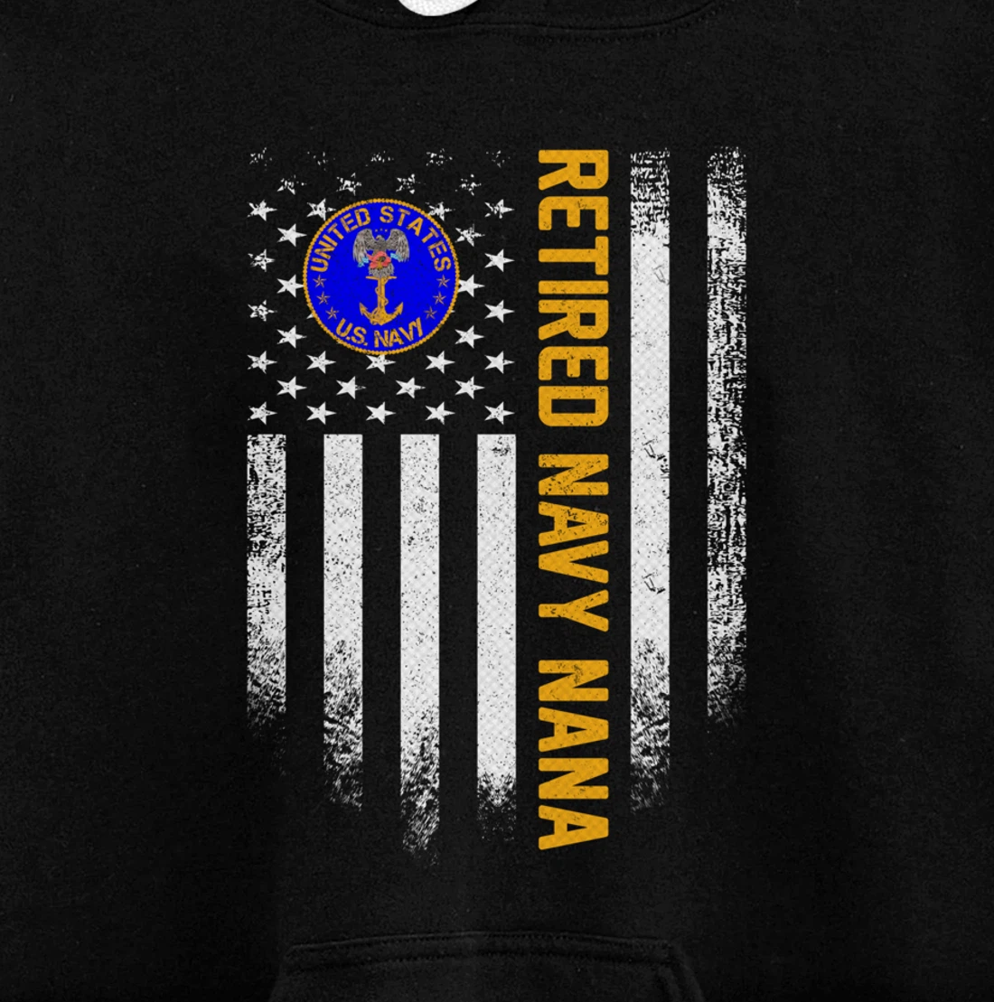 Vintage USA American Flag Retired US Navy Veteran Nana Funny Pullover Hoodie