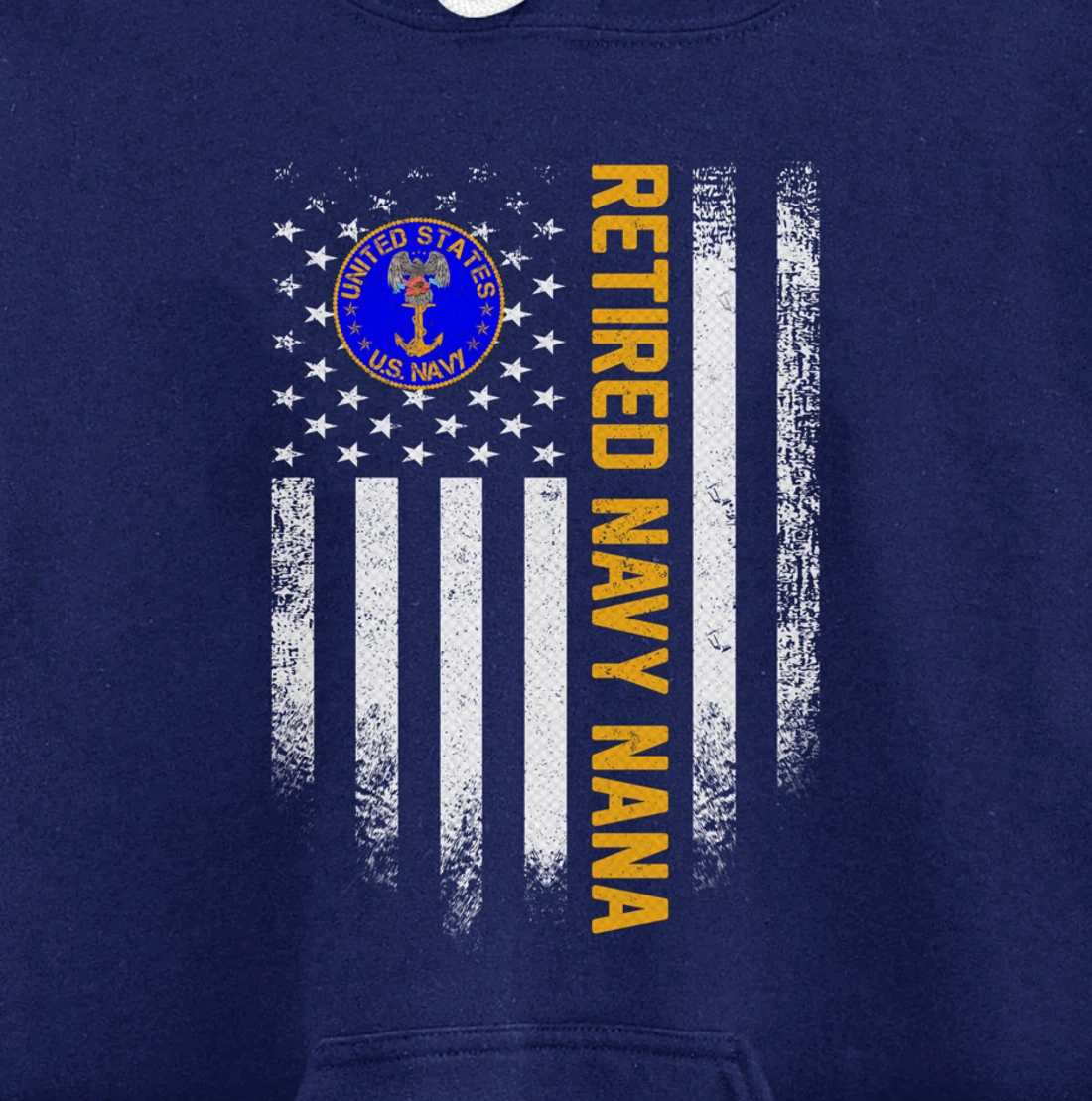 Vintage USA American Flag Retired US Navy Veteran Nana Funny Pullover Hoodie