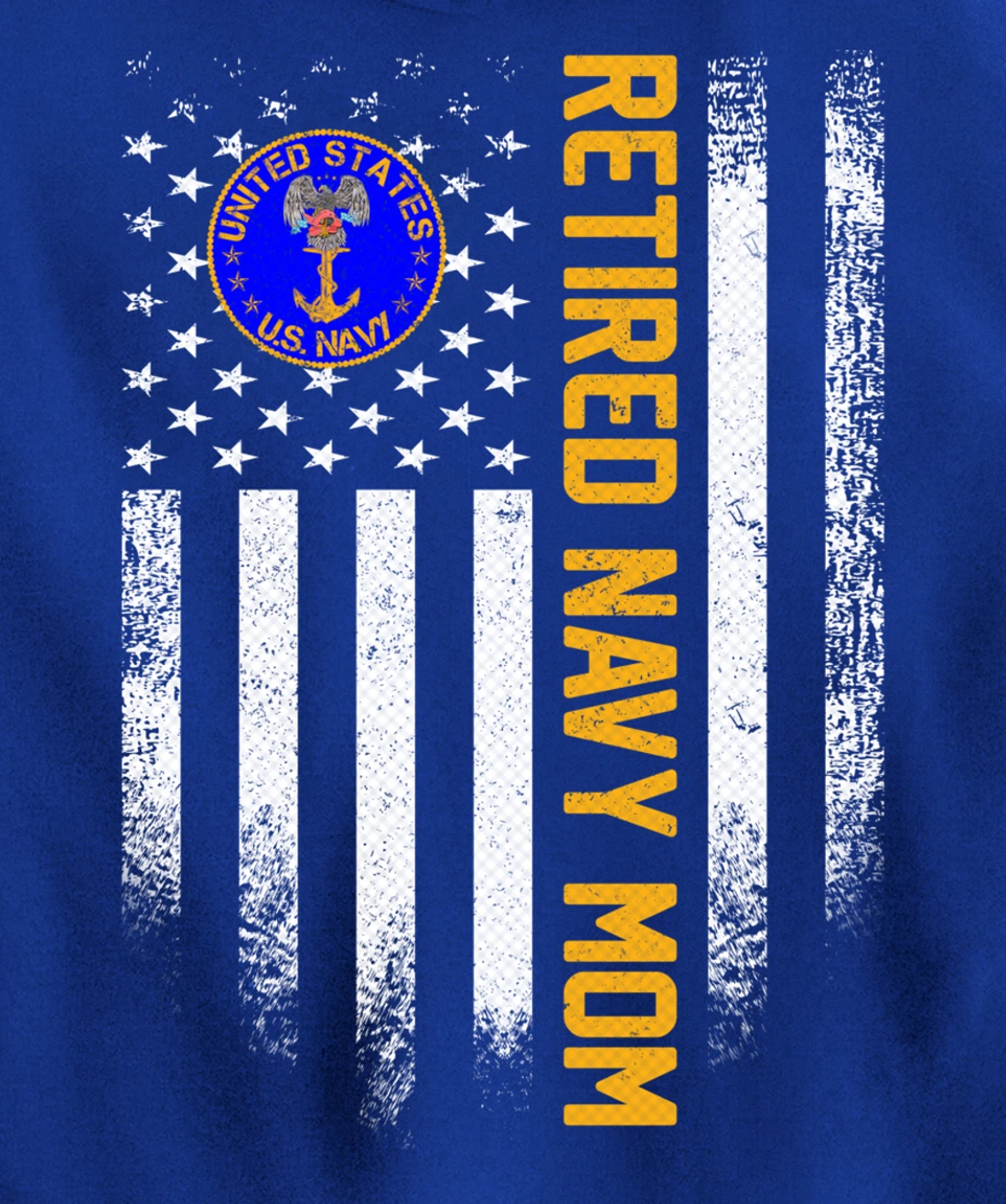Vintage USA American Flag Retired US Navy Veteran Mom Funny Pullover Hoodie