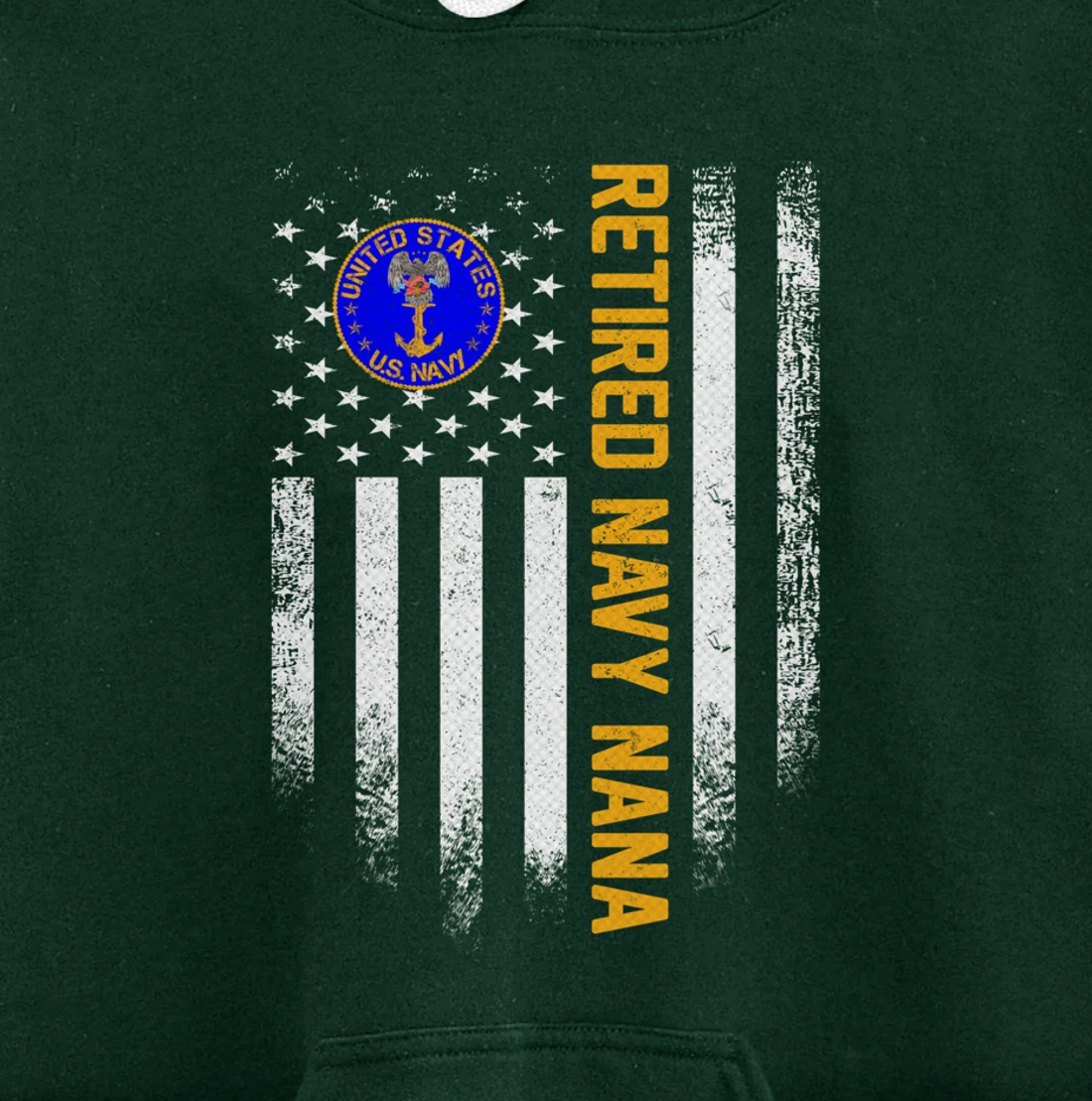 Vintage USA American Flag Retired US Navy Veteran Nana Funny Pullover Hoodie