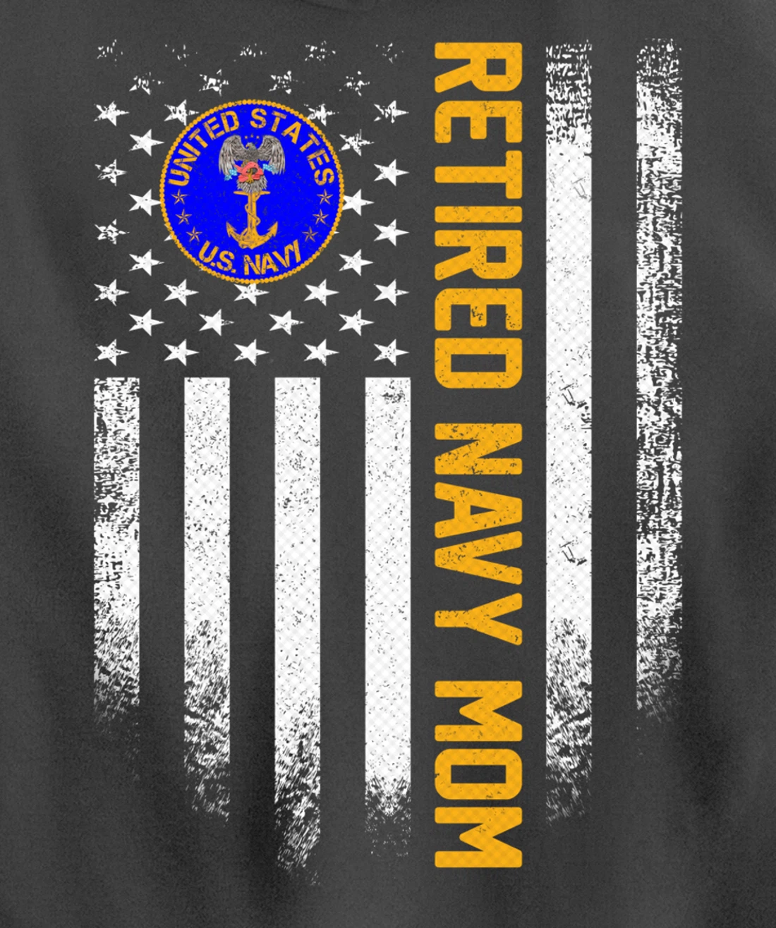 Vintage USA American Flag Retired US Navy Veteran Mom Funny Pullover Hoodie