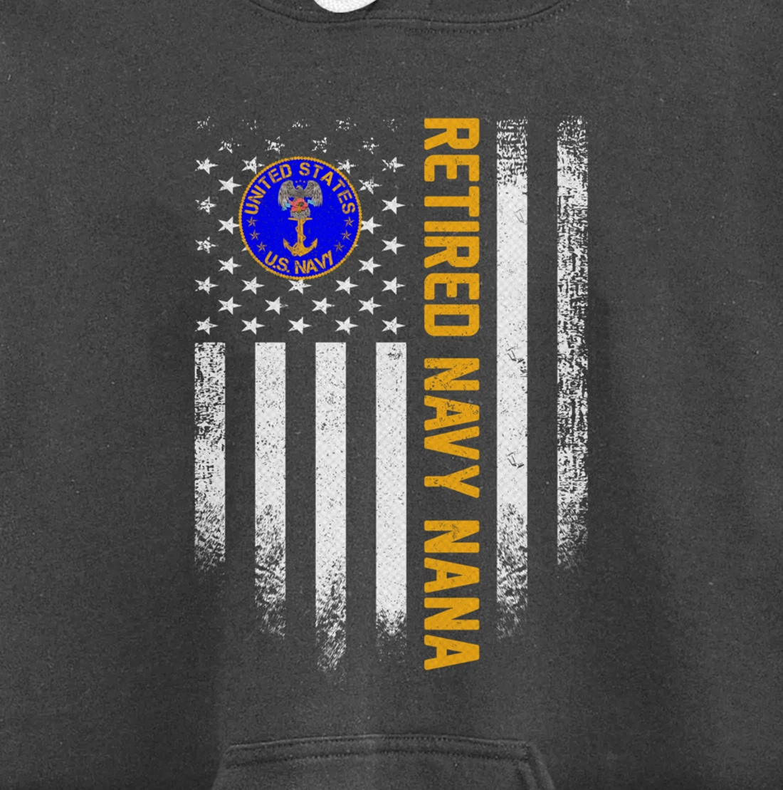 Vintage USA American Flag Retired US Navy Veteran Nana Funny Pullover Hoodie