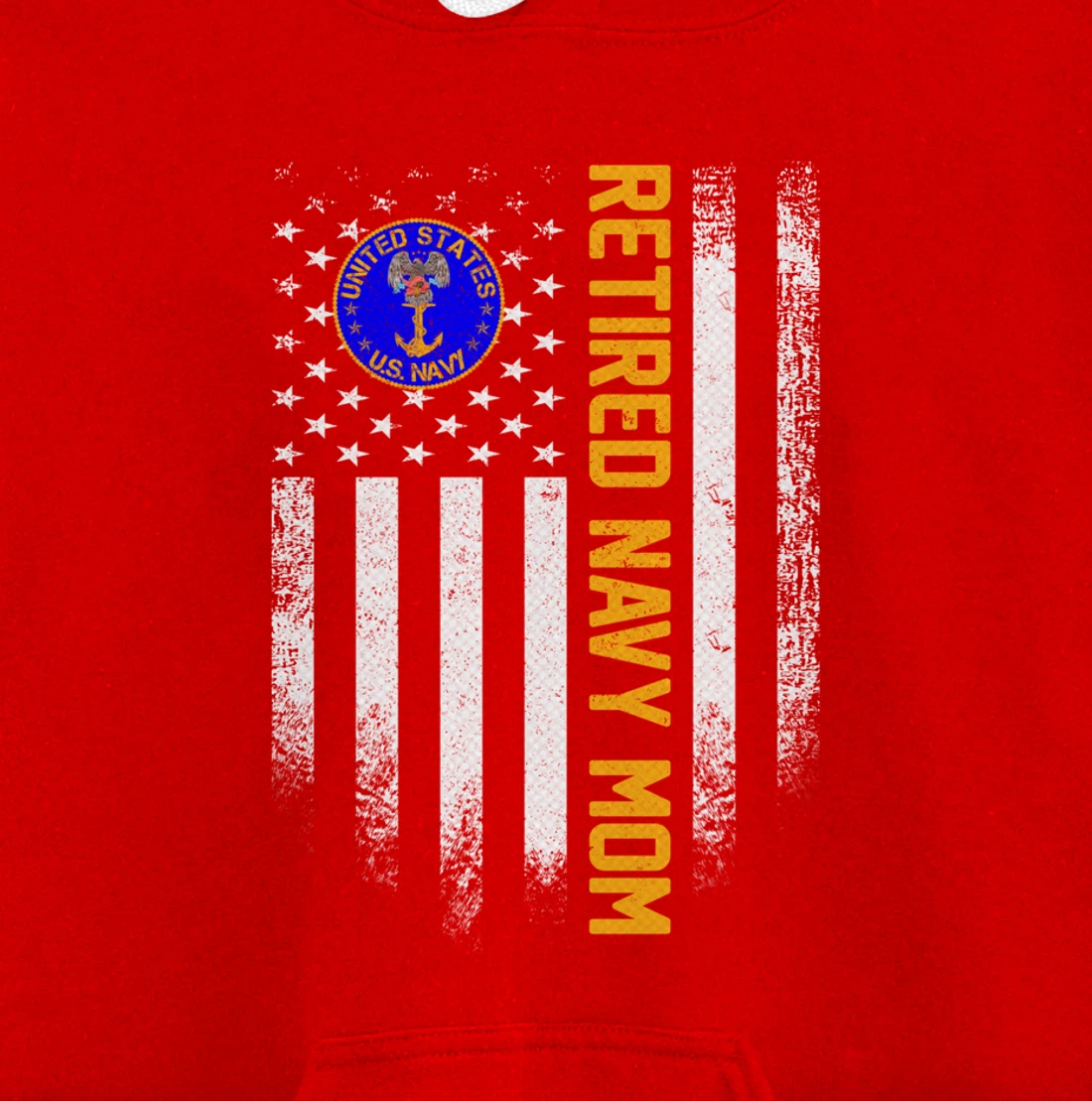 Vintage USA American Flag Retired US Navy Veteran Mom Funny Pullover Hoodie