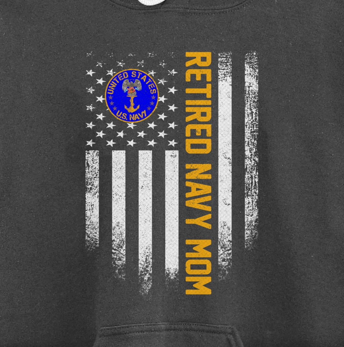 Vintage USA American Flag Retired US Navy Veteran Mom Funny Pullover Hoodie