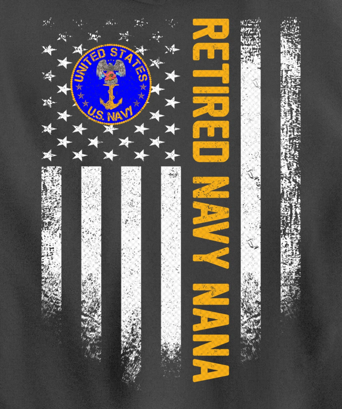 Vintage USA American Flag Retired US Navy Veteran Nana Funny Pullover Hoodie