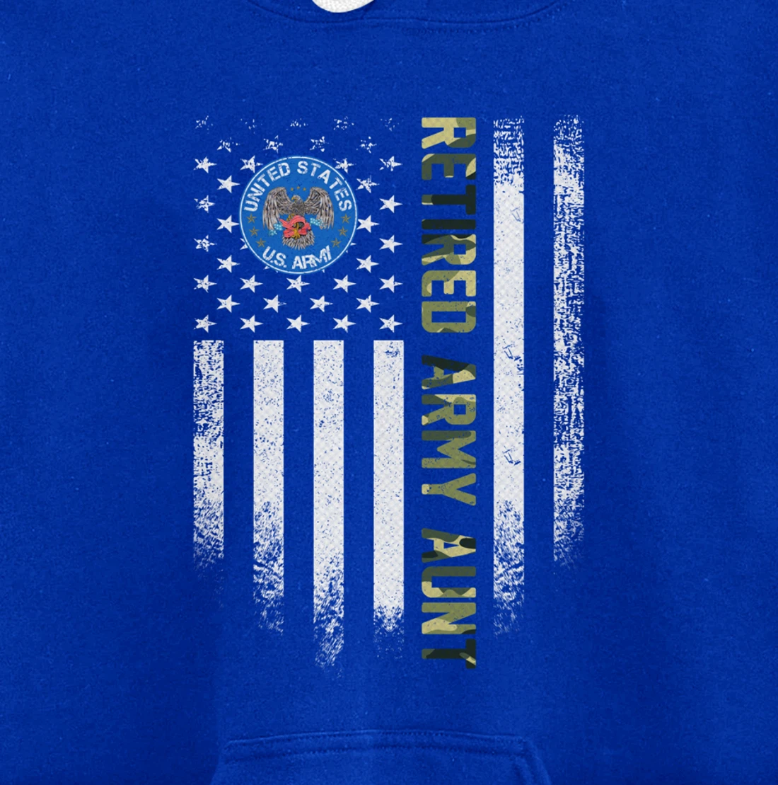 Vintage USA American Flag Retired US Army Veteran Aunt Funny Pullover Hoodie