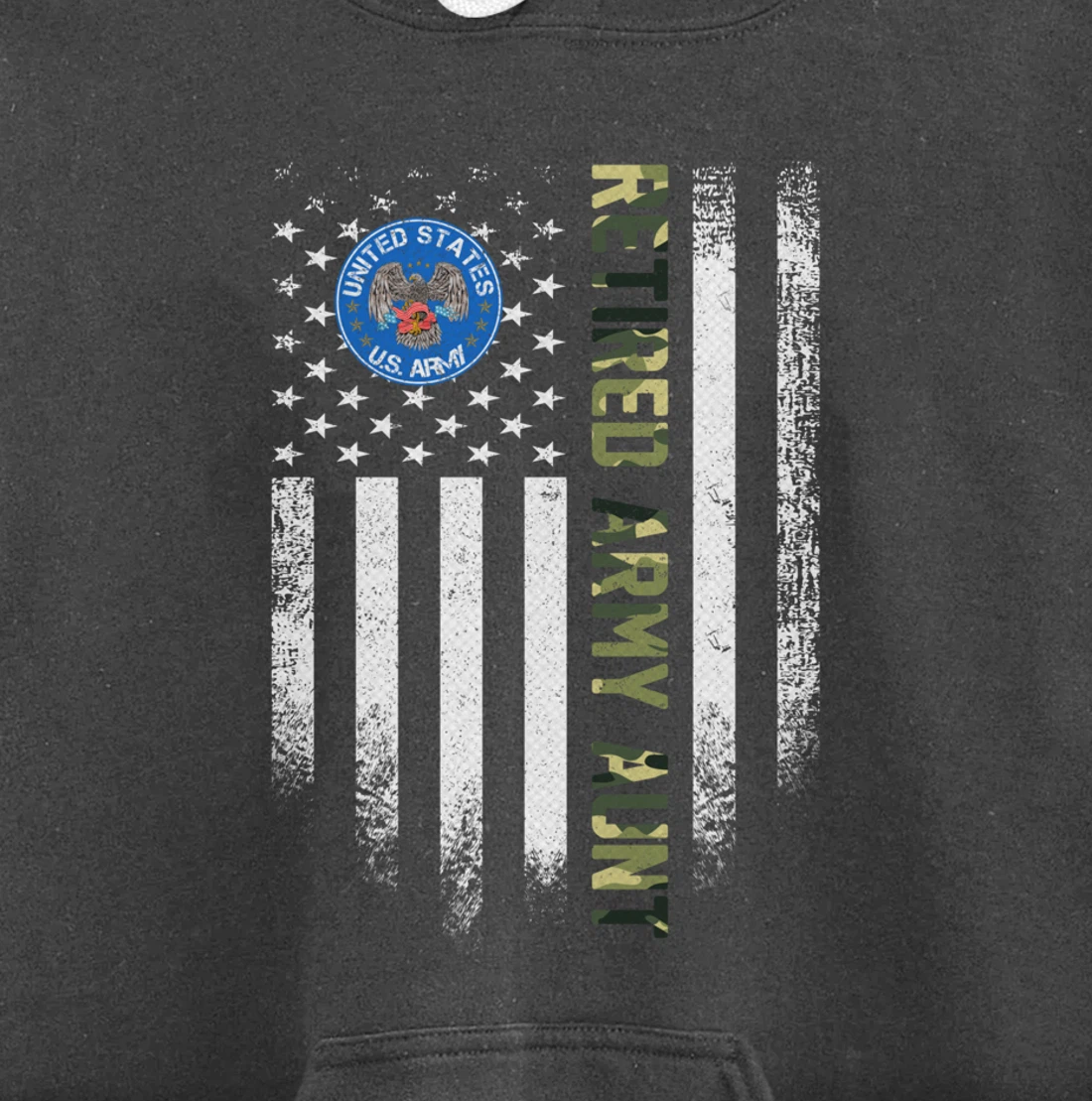 Vintage USA American Flag Retired US Army Veteran Aunt Funny Pullover Hoodie