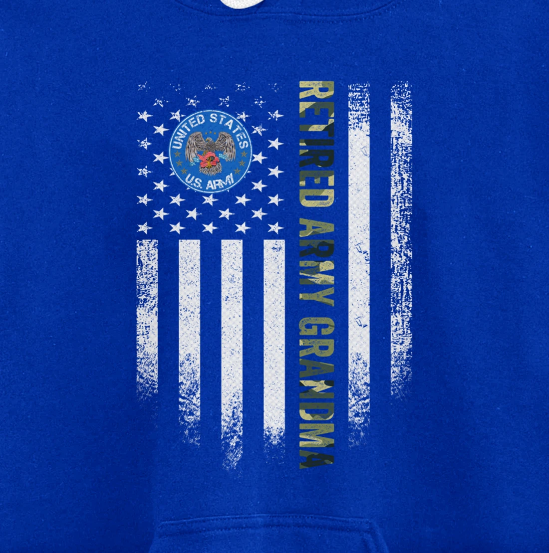 Vintage USA American Flag Retired US Army Veteran Grandma Pullover Hoodie