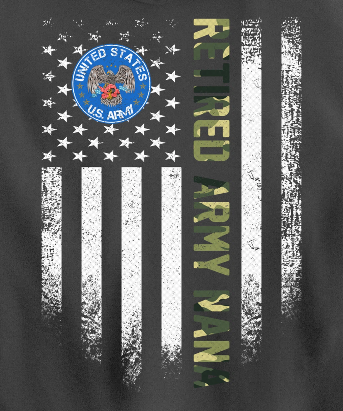 Vintage USA American Flag Retired US Army Veteran Nana Funny Pullover Hoodie