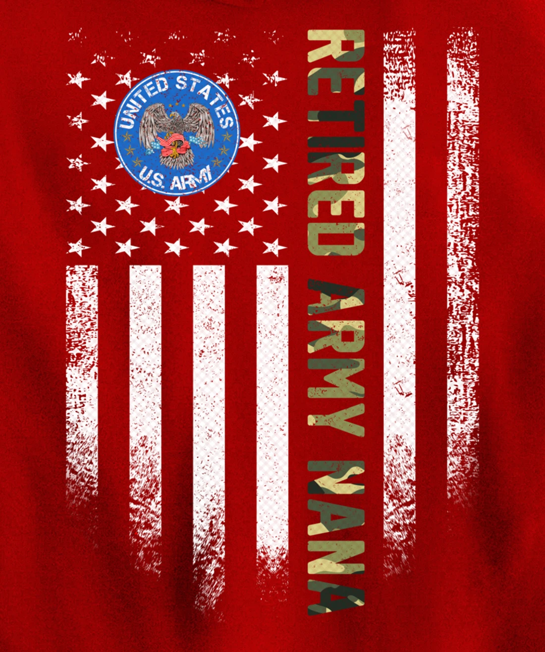 Vintage USA American Flag Retired US Army Veteran Nana Funny Pullover Hoodie