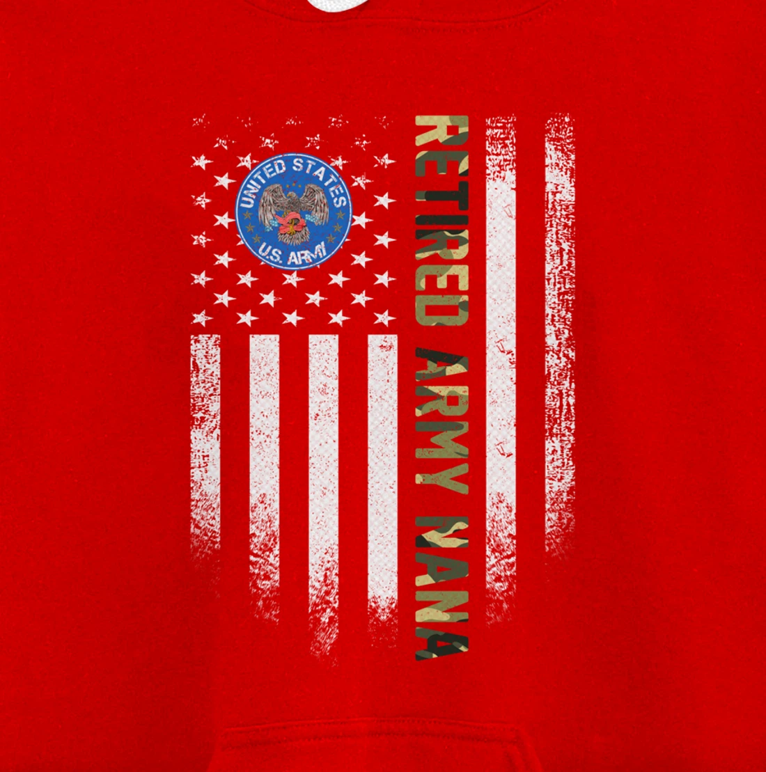 Vintage USA American Flag Retired US Army Veteran Nana Funny Pullover Hoodie