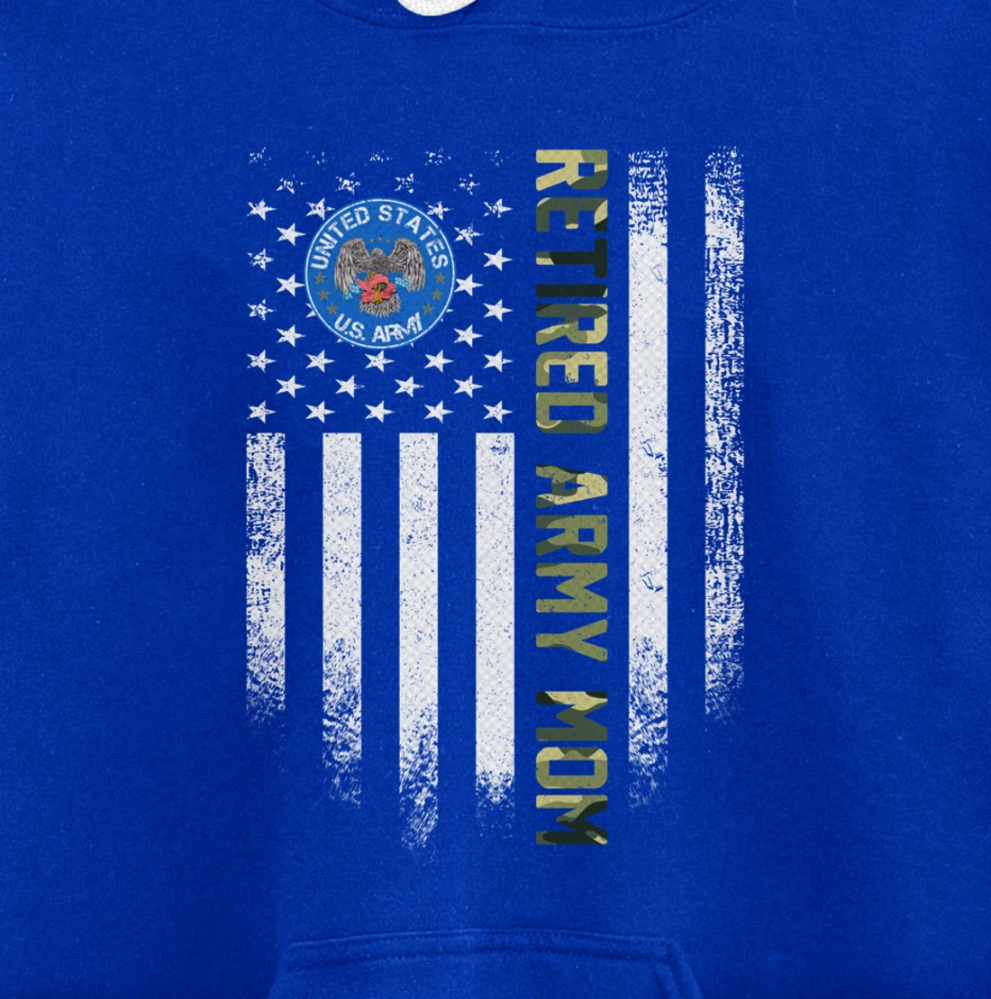 Vintage USA American Flag Retired US Army Veteran Mom Funny Pullover Hoodie