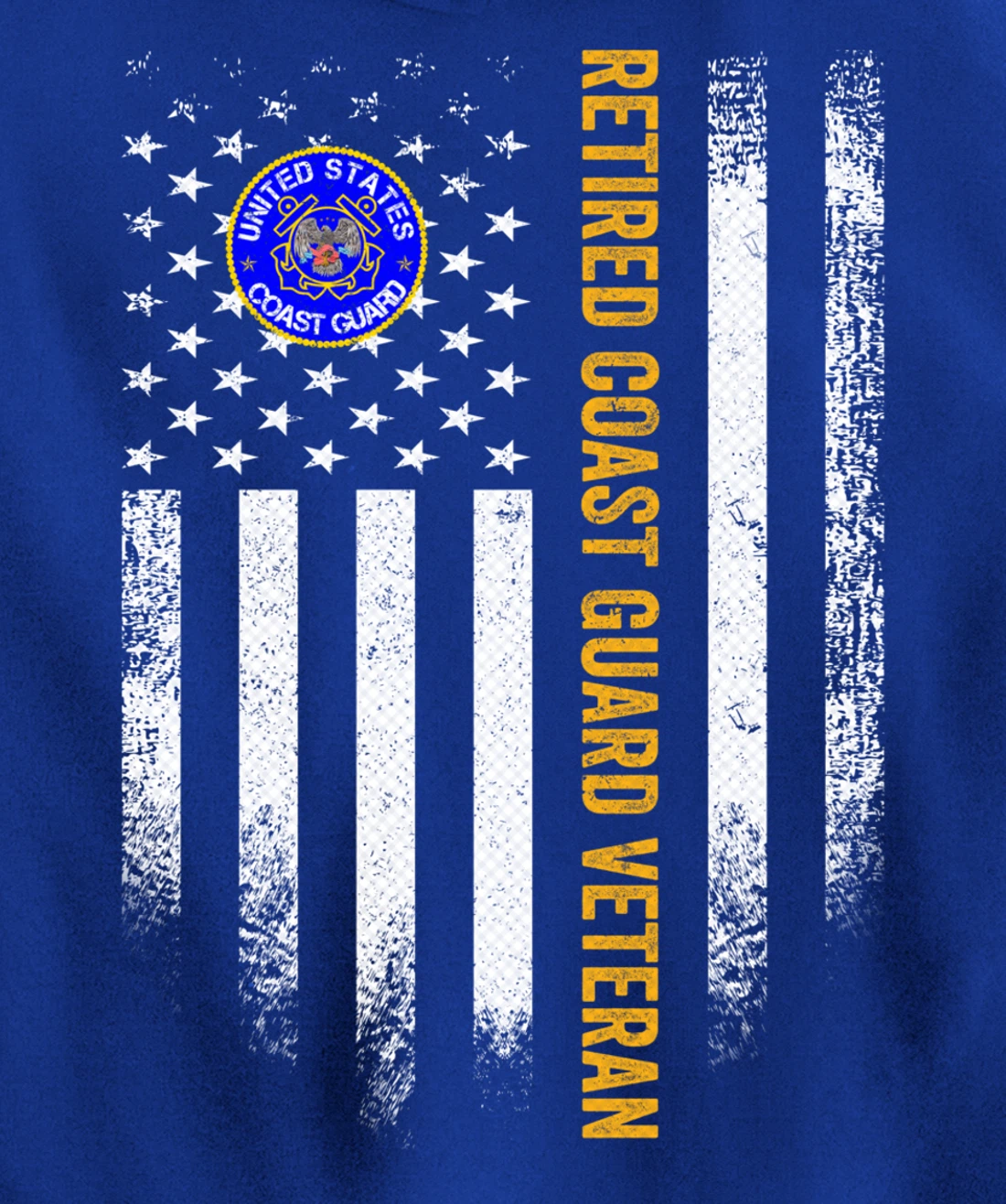 Vintage USA American Flag Retired US Coast Guard Veteran Pullover Hoodie