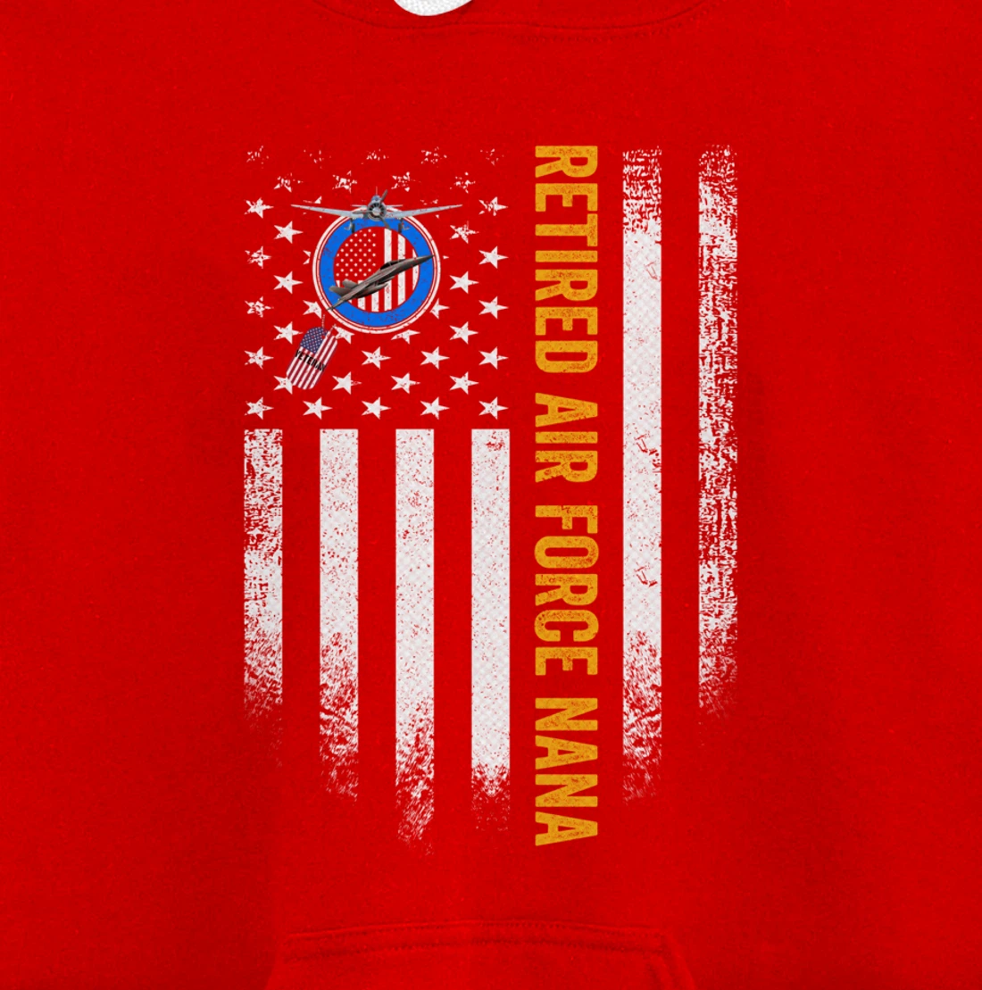 Vintage USA American Flag Retired US Air Force Veteran Nana Pullover Hoodie