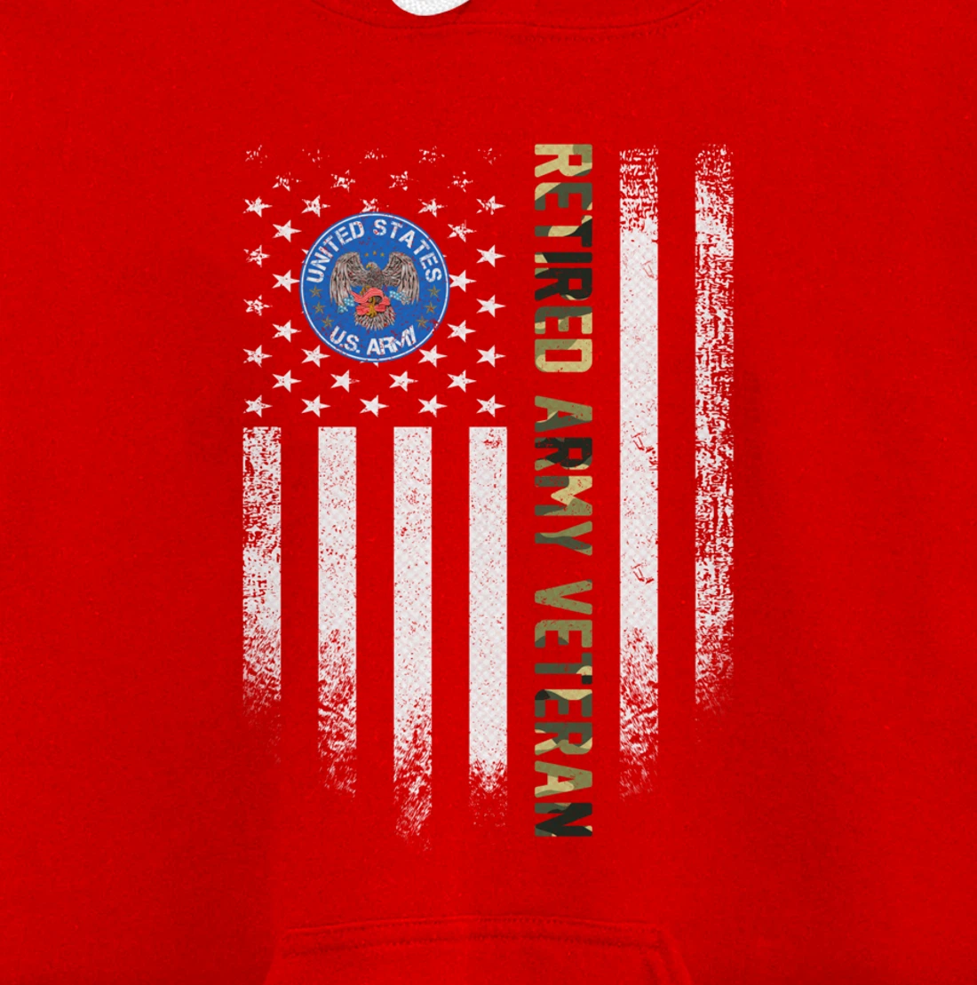 Vintage USA American Flag Proud Retired US Army Veteran Gift Pullover Hoodie