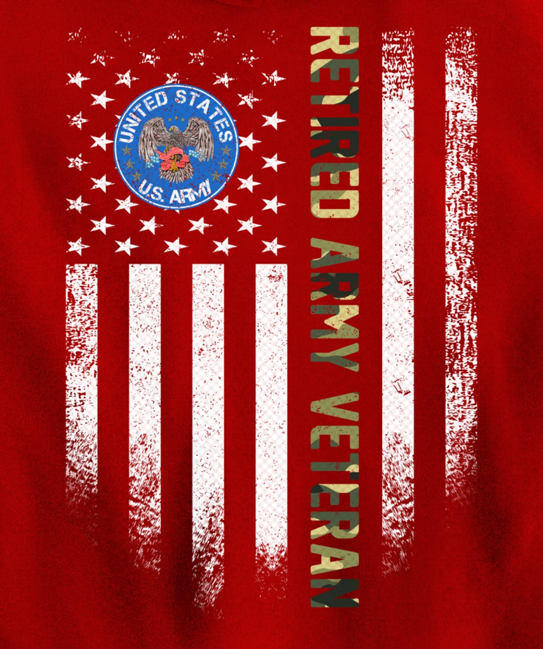 Vintage USA American Flag Proud Retired US Army Veteran Gift Pullover Hoodie