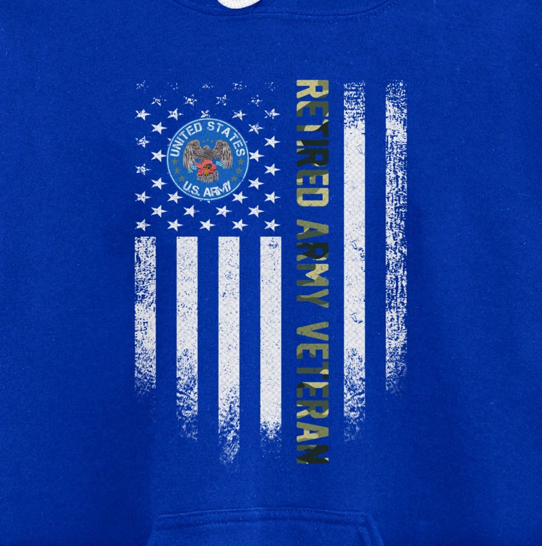 Vintage USA American Flag Proud Retired US Army Veteran Gift Pullover Hoodie