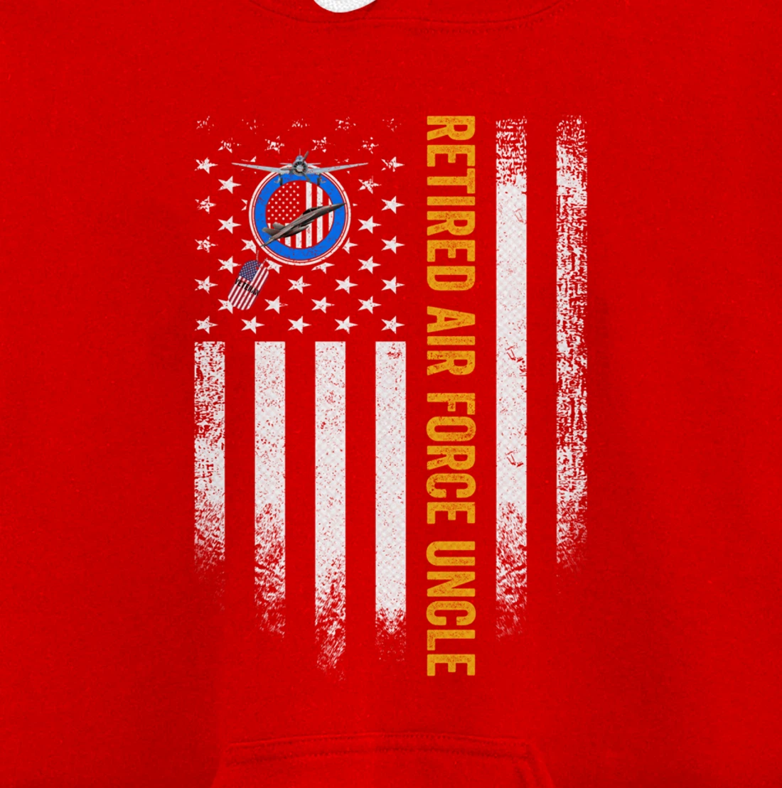 Vintage USA American Flag Retired US Air Force Veteran Uncle Pullover Hoodie