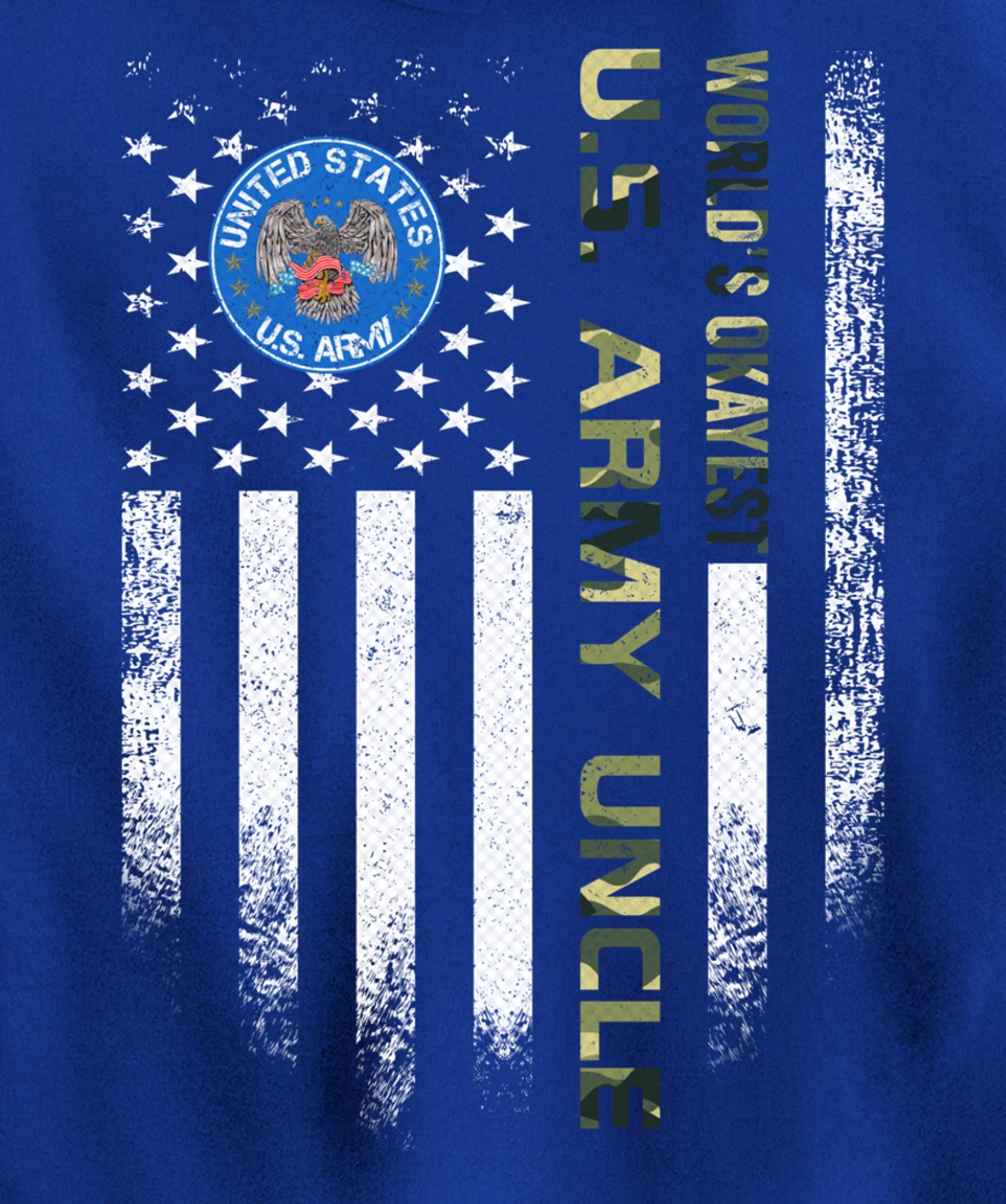 Vintage USA American Flag World's Okayest Army Veteran Uncle Pullover Hoodie