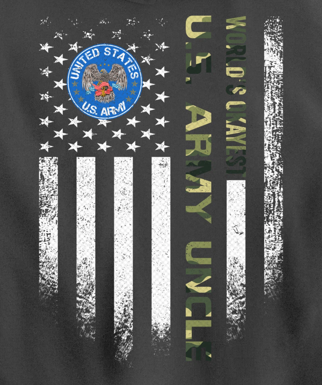 Vintage USA American Flag World's Okayest Army Veteran Uncle Pullover Hoodie