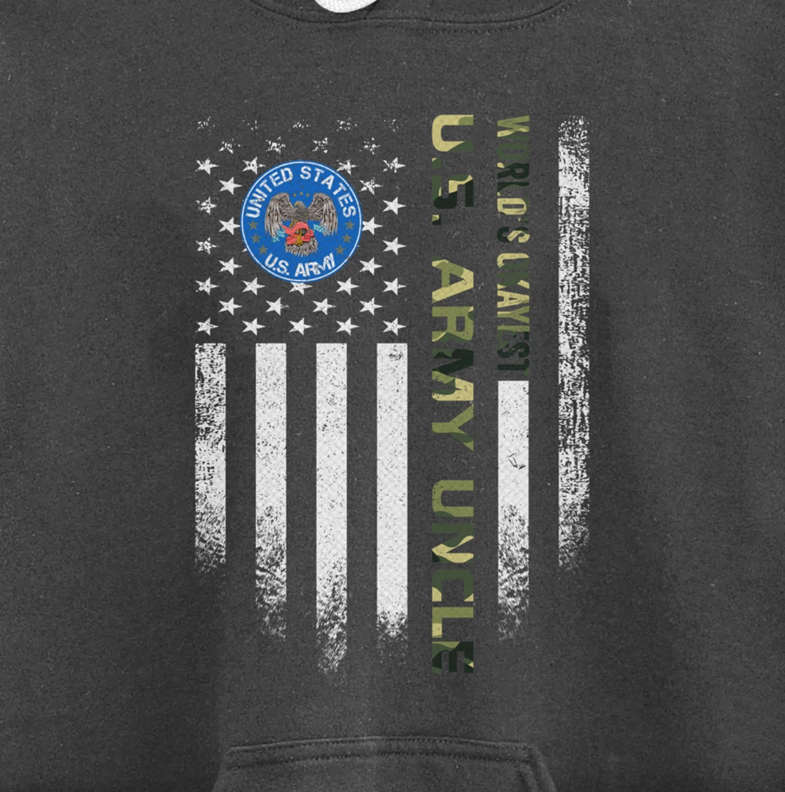 Vintage USA American Flag World's Okayest Army Veteran Uncle Pullover Hoodie