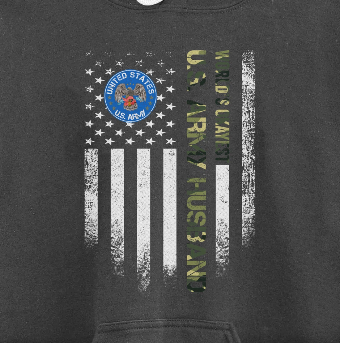 Vintage American Flag World's Okayest Army Veteran Husband Pullover Hoodie