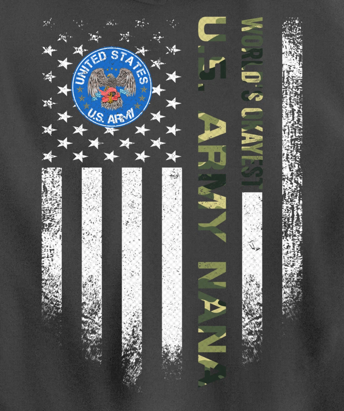 Vintage USA American Flag World's Okayest Army Veteran Nana Pullover Hoodie