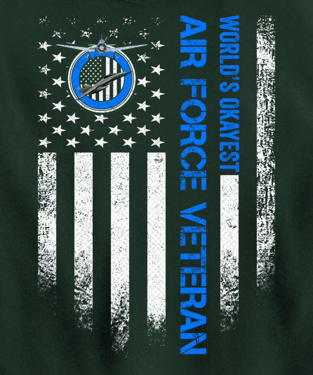 Vintage USA American Flag World's Okayest Air Force Veteran Pullover Hoodie