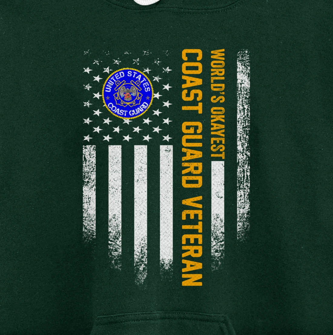 Vintage American Flag World's Okayest US Coast Guard Veteran Pullover Hoodie