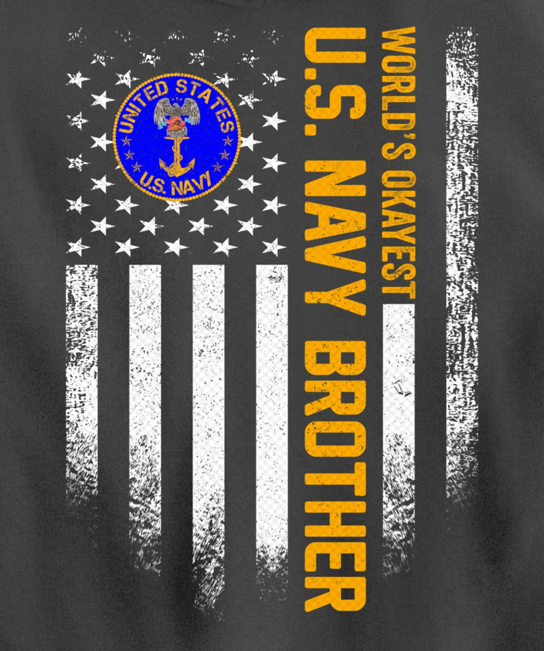 Vintage USA Flag World's Okayest US Navy Veteran Brother Pullover Hoodie