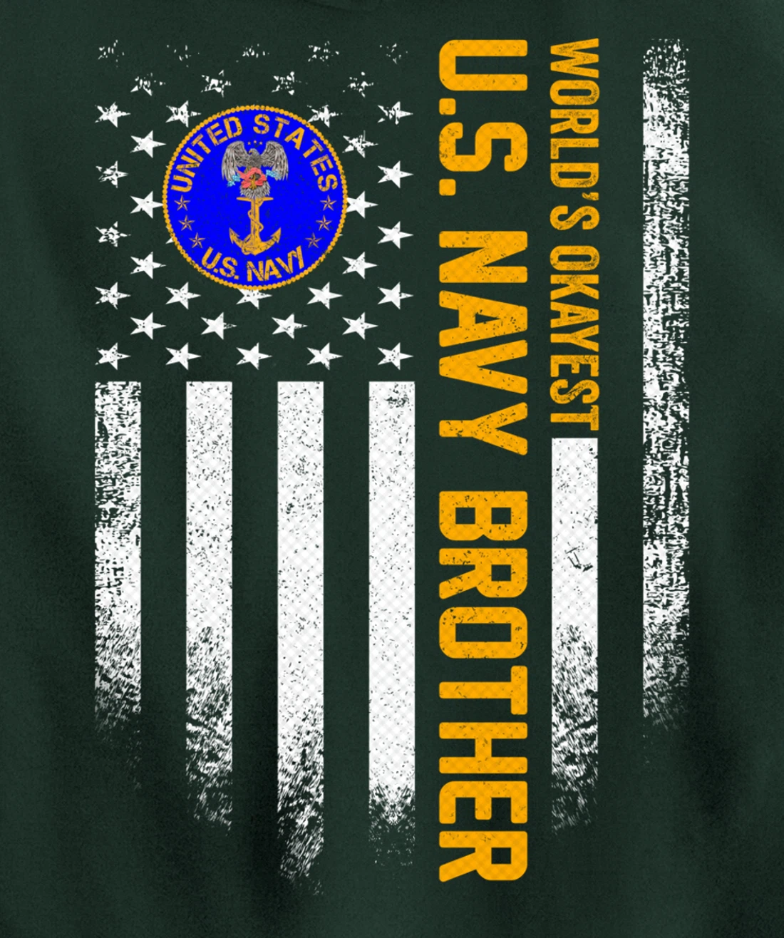 Vintage USA Flag World's Okayest US Navy Veteran Brother Pullover Hoodie