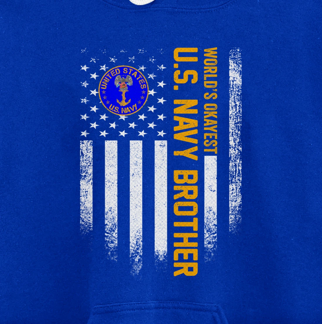 Vintage USA Flag World's Okayest US Navy Veteran Brother Pullover Hoodie