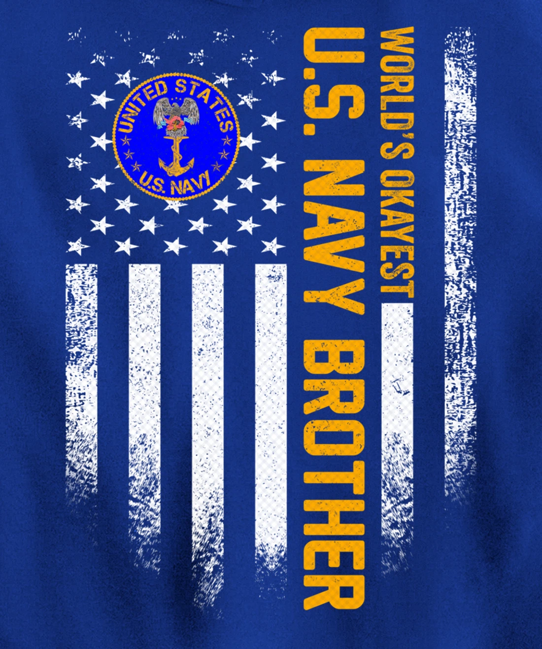 Vintage USA Flag World's Okayest US Navy Veteran Brother Pullover Hoodie