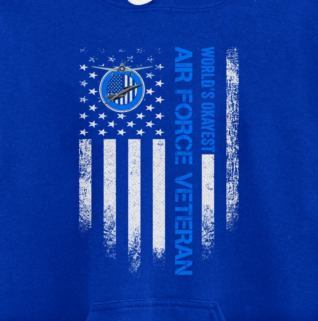 Vintage USA American Flag World's Okayest Air Force Veteran Pullover Hoodie