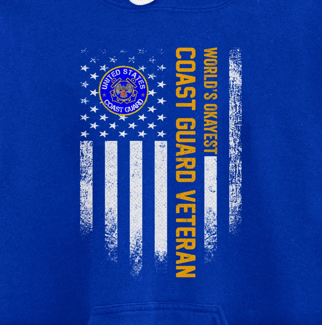 Vintage American Flag World's Okayest US Coast Guard Veteran Pullover Hoodie