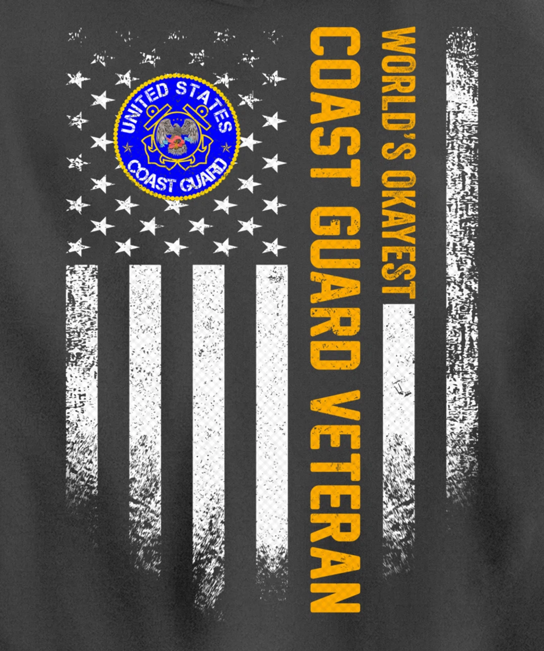 Vintage American Flag World's Okayest US Coast Guard Veteran Pullover Hoodie