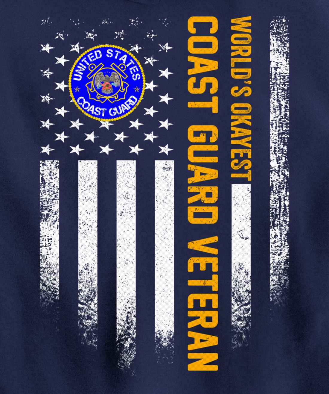 Vintage American Flag World's Okayest US Coast Guard Veteran Pullover Hoodie