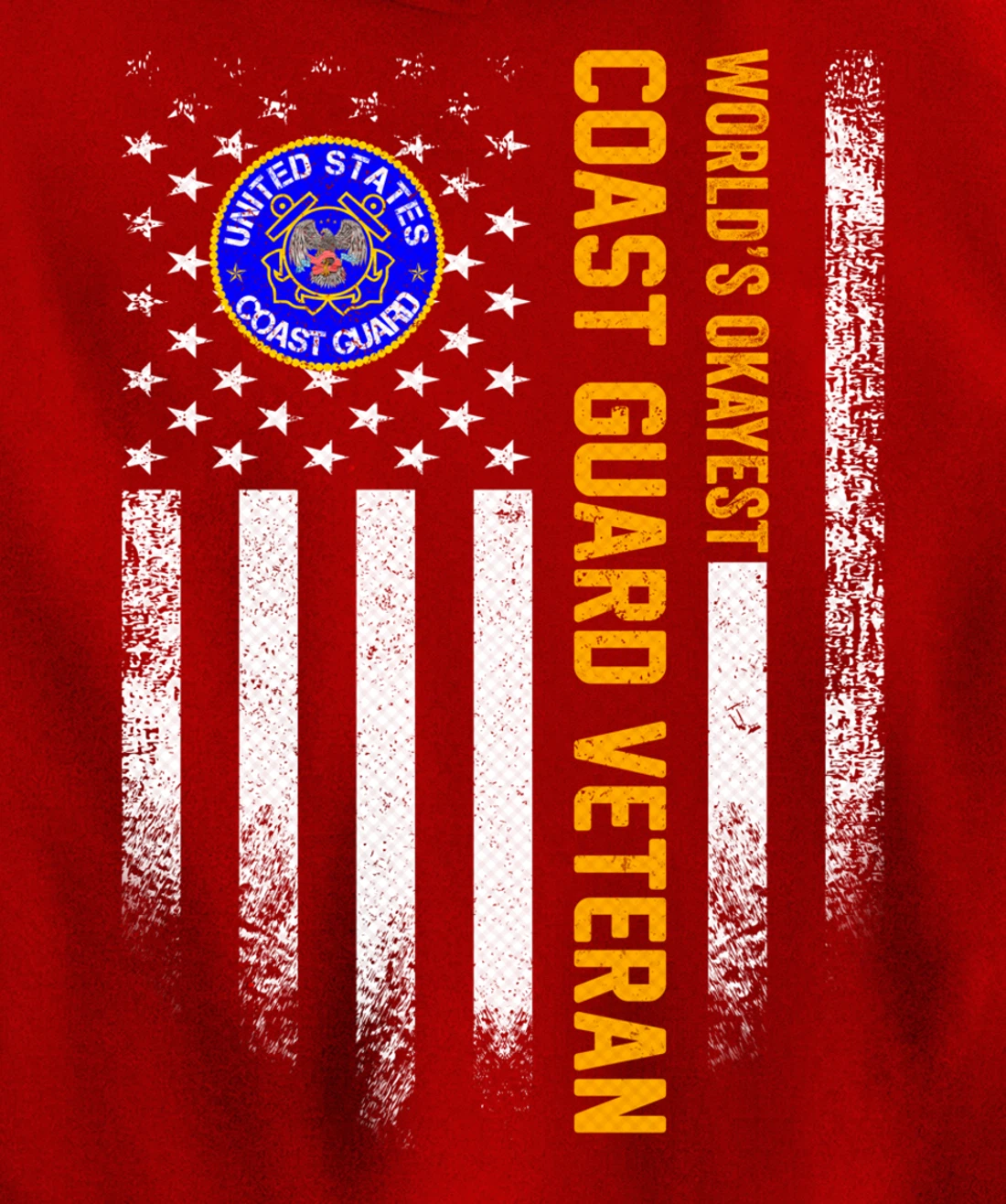 Vintage American Flag World's Okayest US Coast Guard Veteran Pullover Hoodie