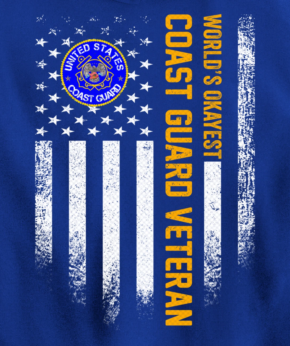 Vintage American Flag World's Okayest US Coast Guard Veteran Pullover Hoodie