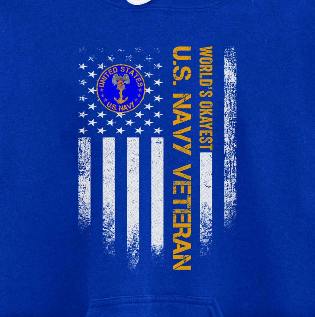 Vintage USA American Flag World's Okayest US Navy Veteran Pullover Hoodie