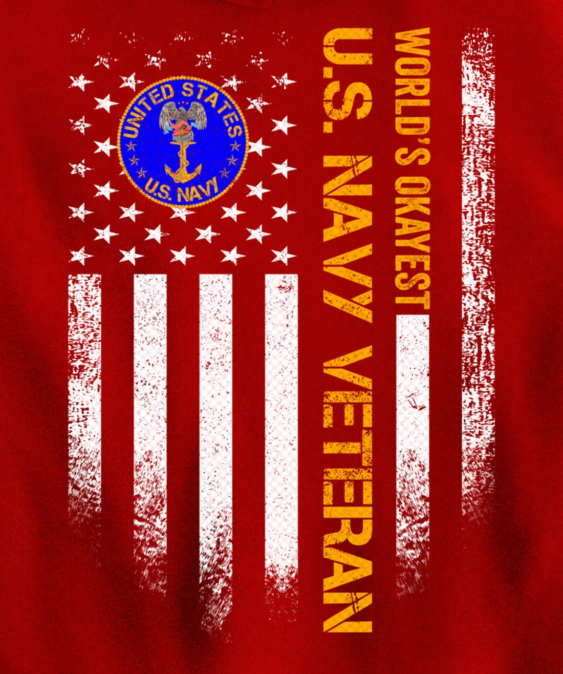 Vintage USA American Flag World's Okayest US Navy Veteran Pullover Hoodie