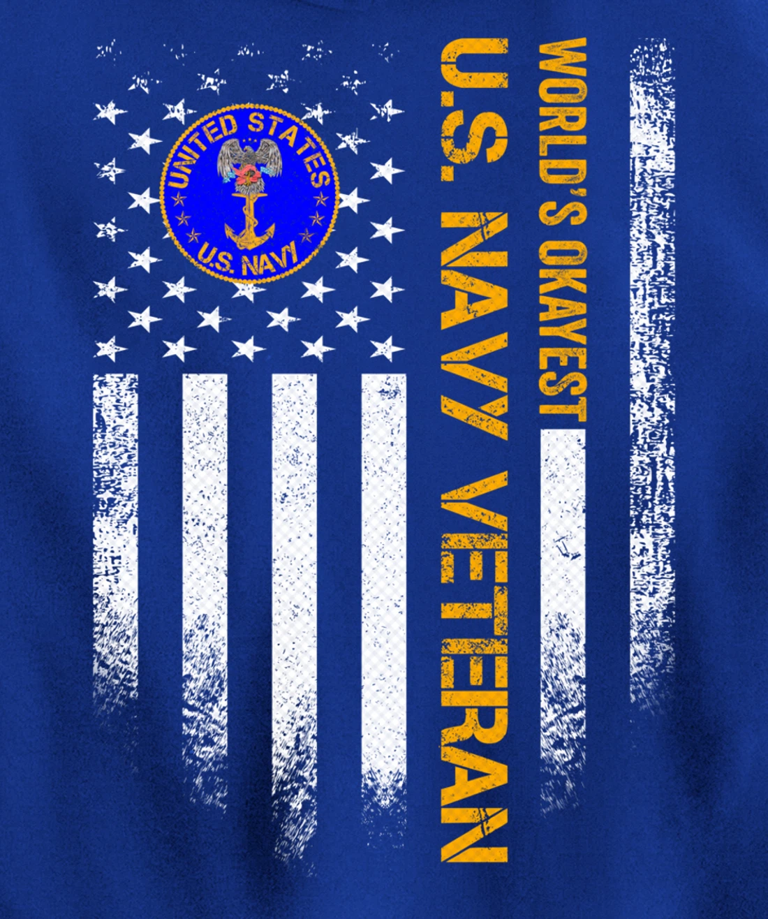 Vintage USA American Flag World's Okayest US Navy Veteran Pullover Hoodie