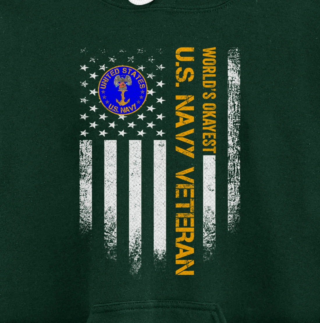 Vintage USA American Flag World's Okayest US Navy Veteran Pullover Hoodie