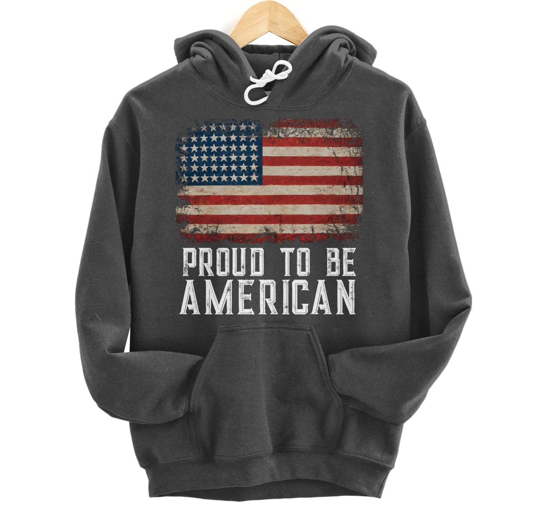 Patriotic USA Flag Proud To Be American Gift Citizen Veteran Pullover Hoodie
